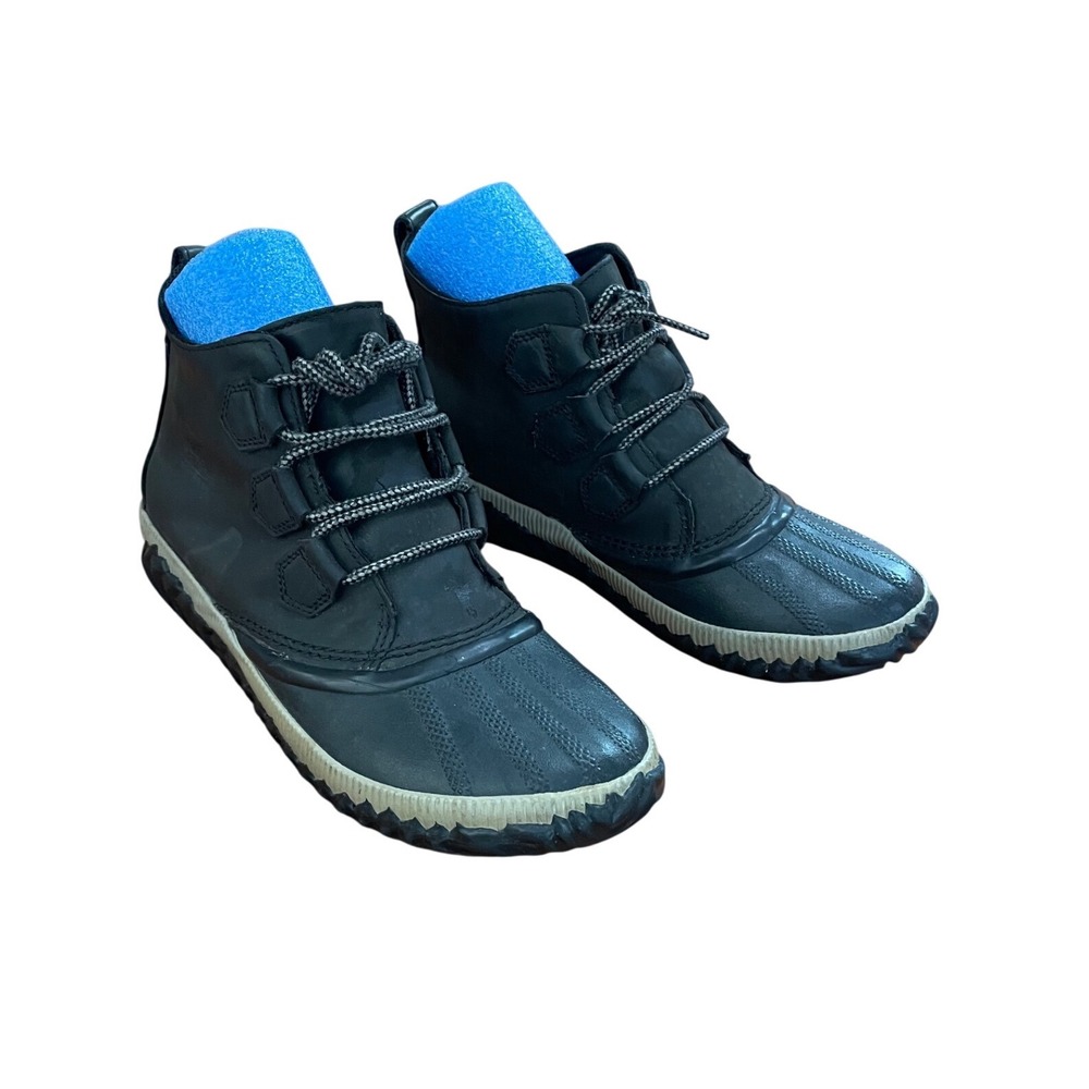 Sorel Out‎ N About Plus Black Leather Waterproof Duck Boots NL3069-010 Womens 9